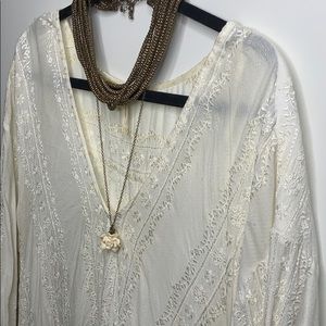 Free People Cream Lace Tunic
